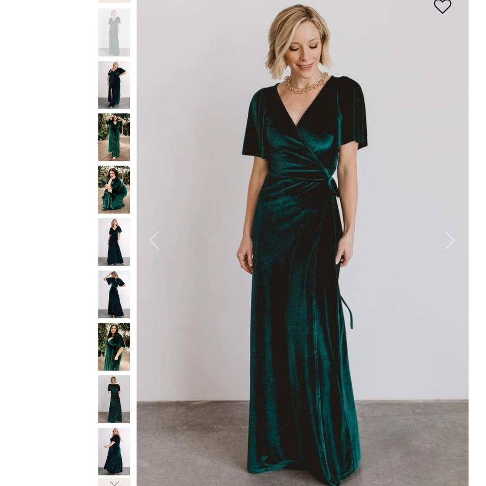 Baltic Born - Meghan Velvet Wrap Maxi Dress - Emerald - Like New